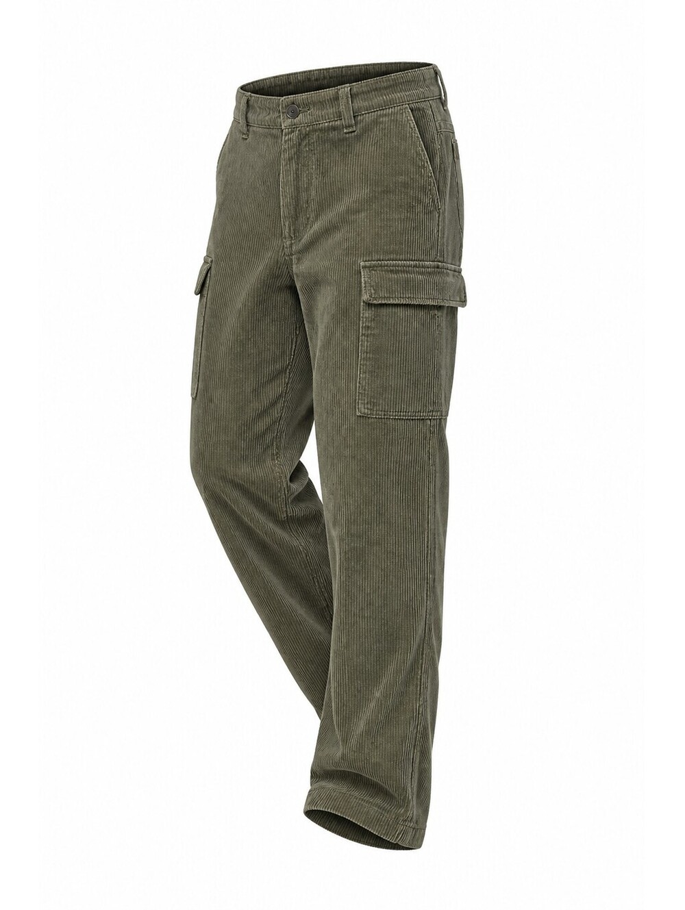 Hollister High-Rise Dad Cargo Pants in Olive Green Corduroy, Size 9R/8R